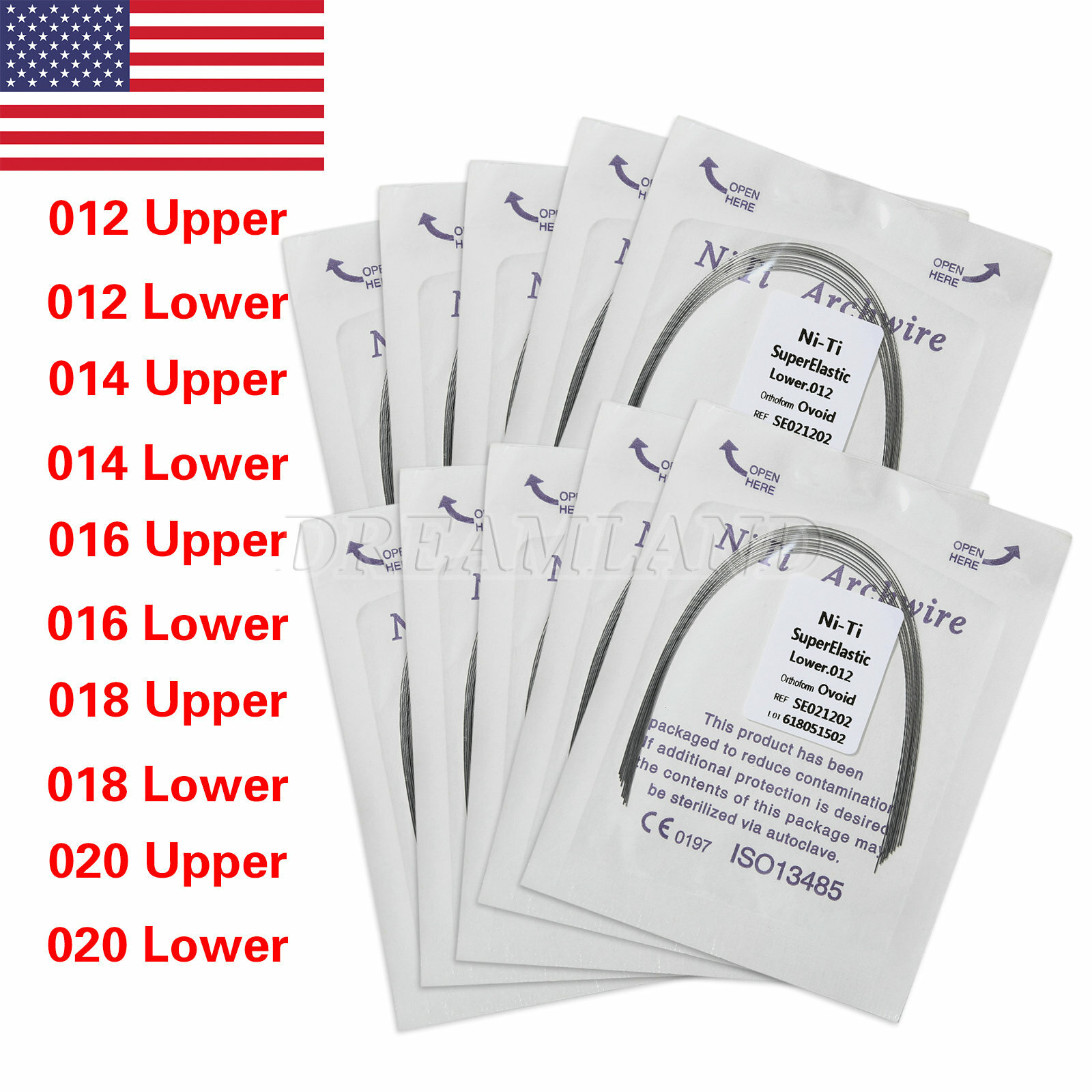 10pcs/pack Dental Orthodontic Super Elastic Niti Round Arch Wires Upper Lower