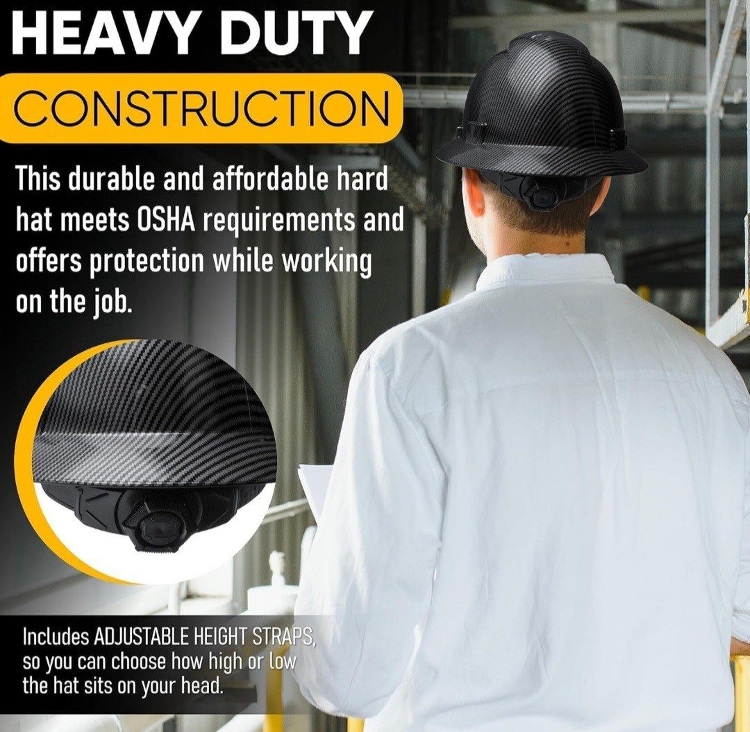 Black ABS Dipped Carbon Fiber Full Brim Hardhat