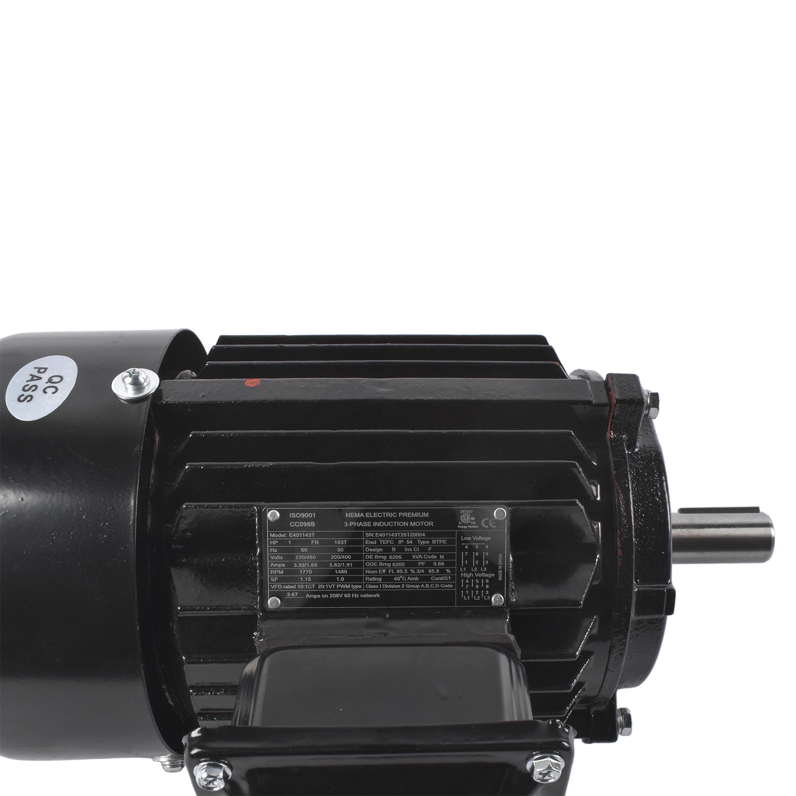 PEWWE118143T Black Industrial Compressor Motor Replacement for TEFC IP55 1800RPM