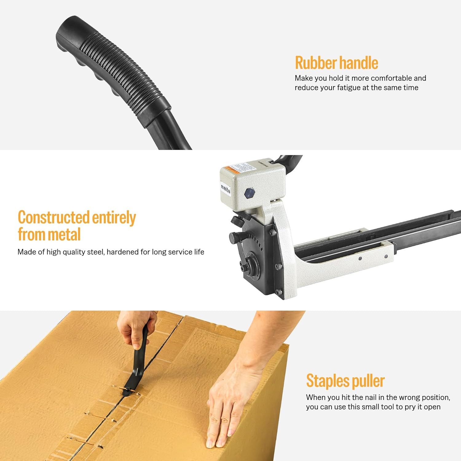 meite HB3518 16 Gauge 1-3/8 inch Crown Manual Carton Closing Stapler 3/4″ Length