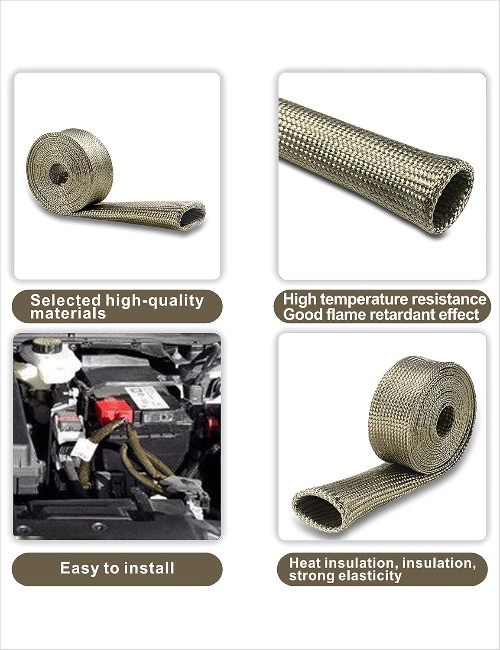 Heat Shield Sleeve Fuel Line Heat Shield Titanium Auto Hose Spark Plug Wire Cove