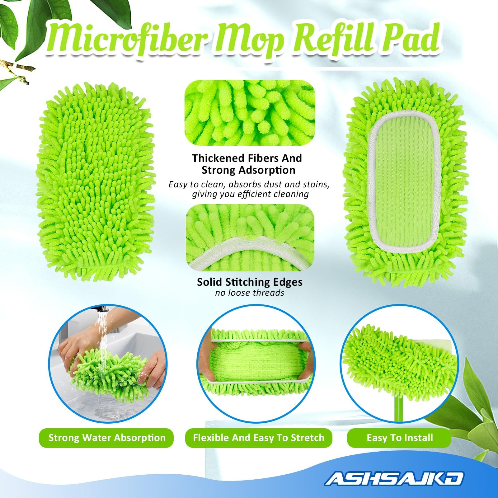 Ashsajkd 4Pcs for Swiffer Reusable Dry Sweeping Cloths Microfiber Wet Mop…
