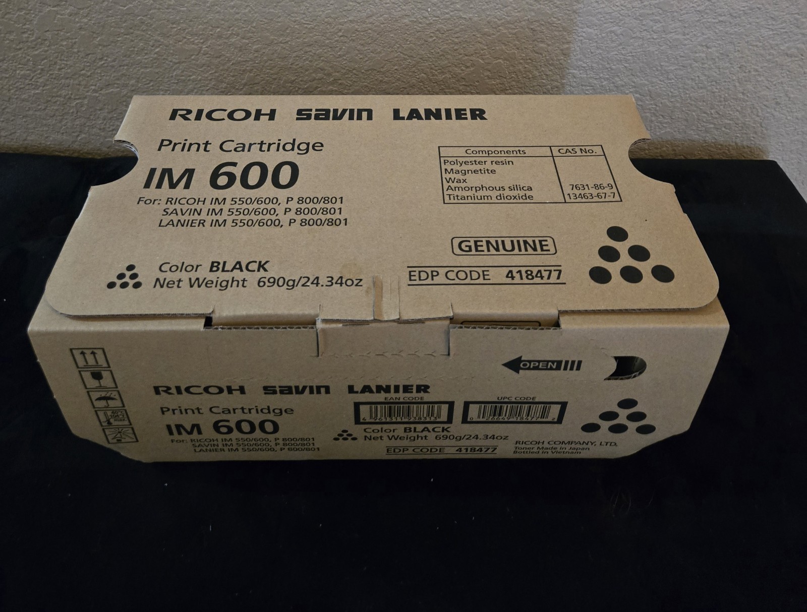 Ricoh 418477 IM 600 Black Toner Cartridge Genuine OEM New Sealed