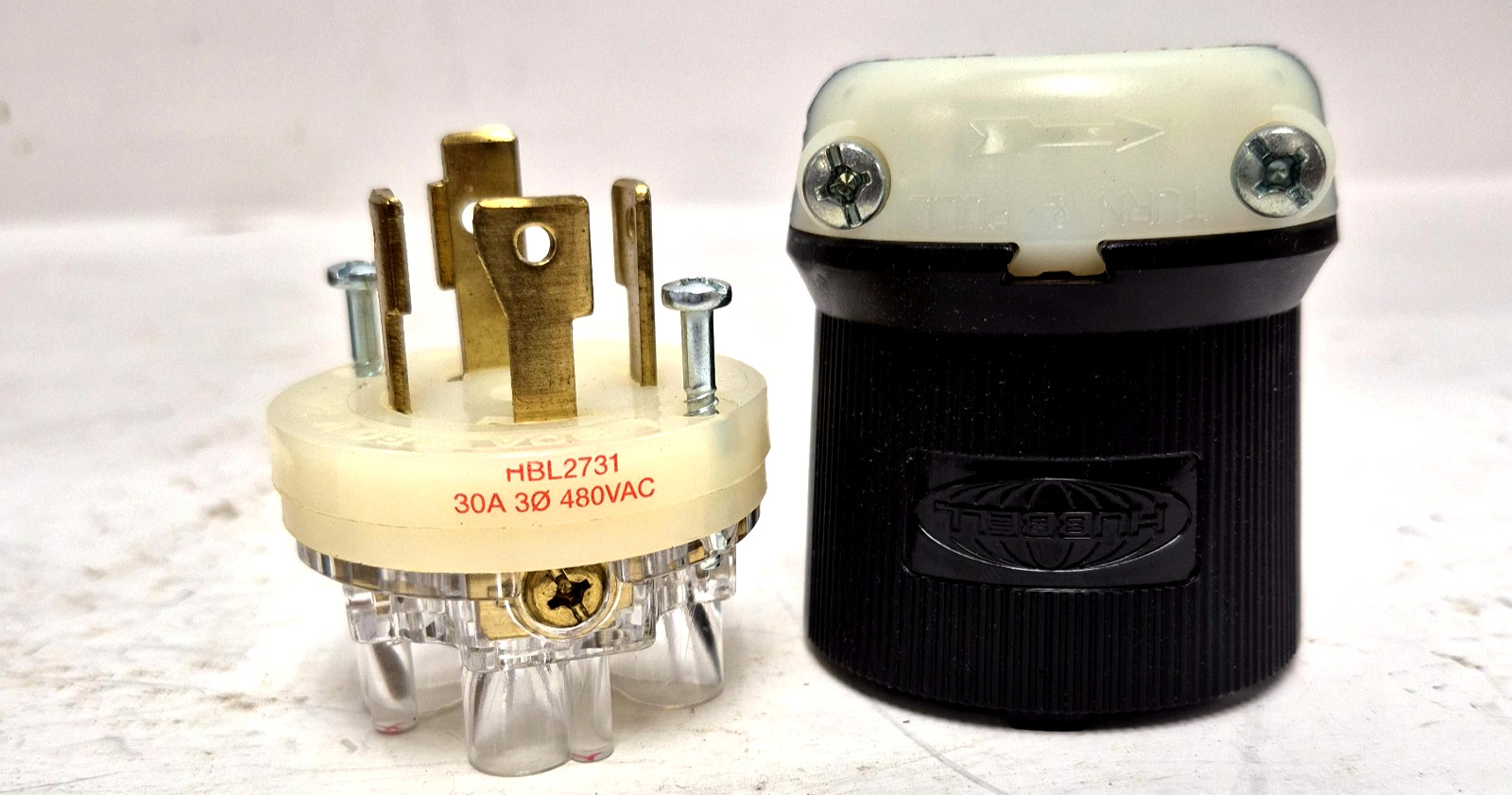 HUBBELL HBL2731 TWIST-LOCK PLUG IN SULGRIP 30A 480VAC 3 POLE 4 WIRE GROUNDING