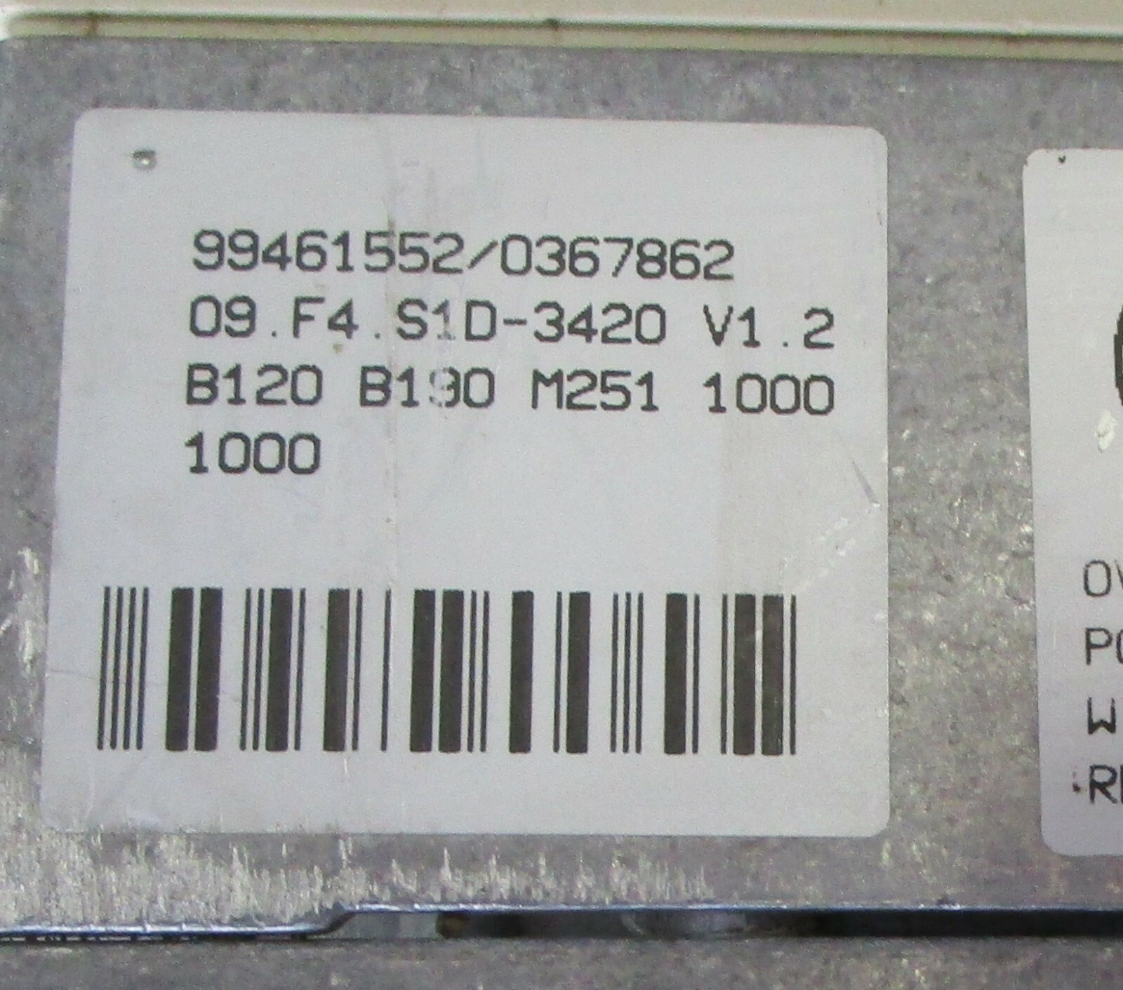 KEB 09.F4.S1D.3420/1.2 COMBIVERT 09F4S1D342012 Used Take Out Msg. Cover W3&4