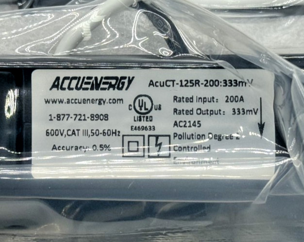 ACCUENERGY AcuSplitCT Series 333mV Output CT AcuCT-125R-200:333mV 200A