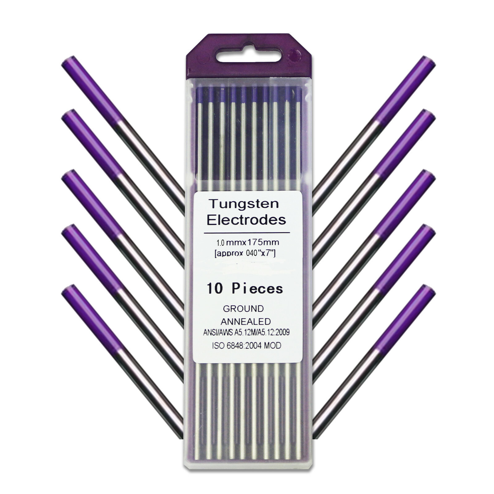 WeldingCity 10-pk TIG Welding Tungsten Tri-Element Non-Radioactive Purple .040×7