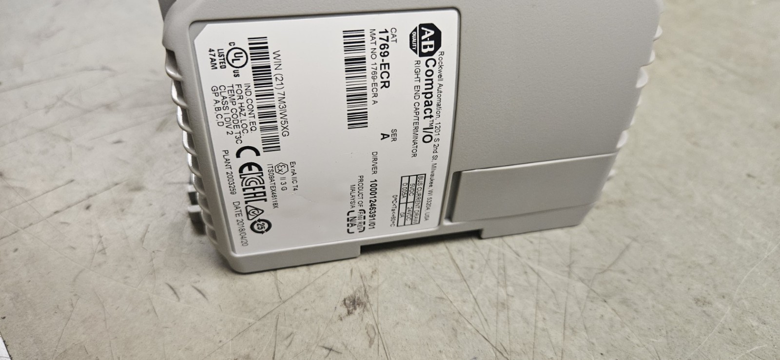 Allen-Bradley Compact I/O Power Supply Module 1769-PB2 24VDC 19.2W & 1769ECR