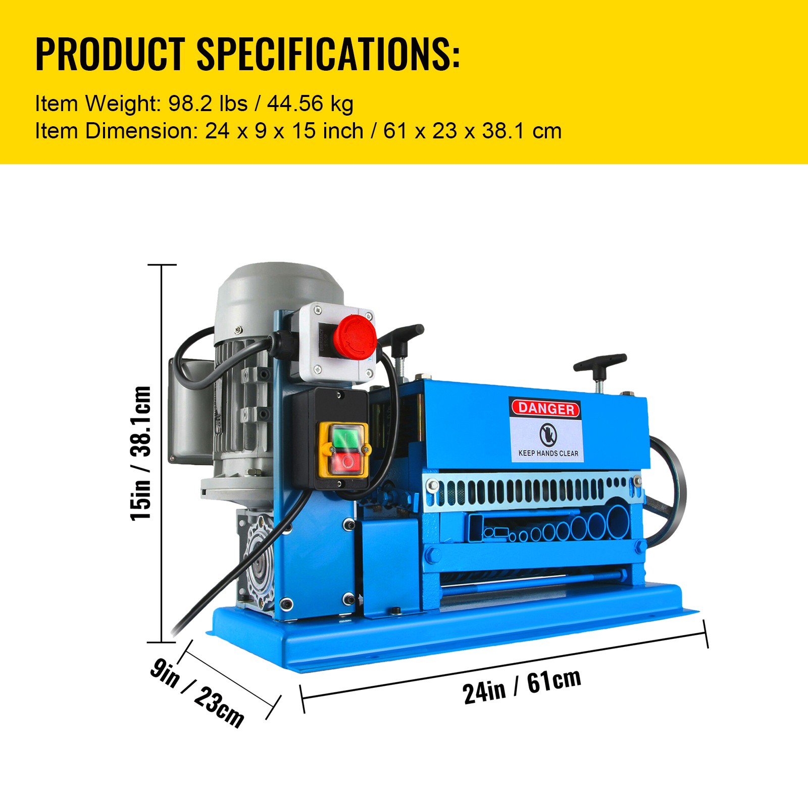 VEVOR Electric Wire Stripping Machine 1.5-38mm Cable Stripper 0.06″-1.5″ 1/2HP