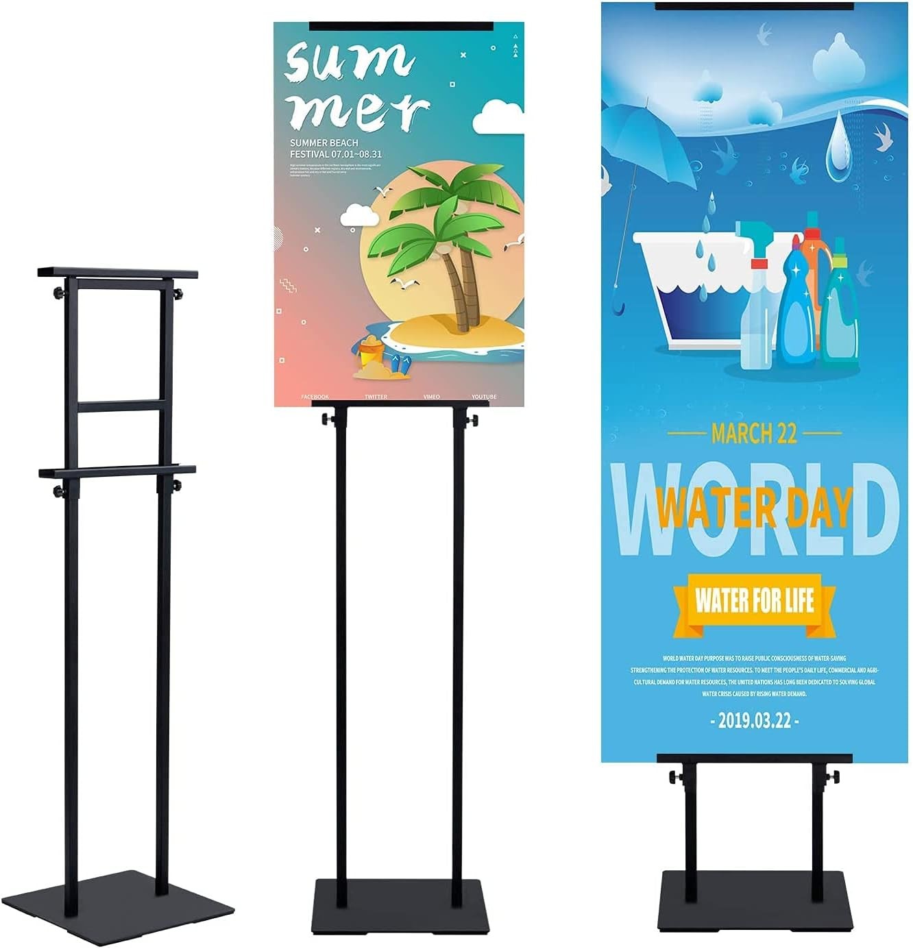 78″ Adjustable Backdrop Stand Double-Sided Floor Standing Banner Poster Holder