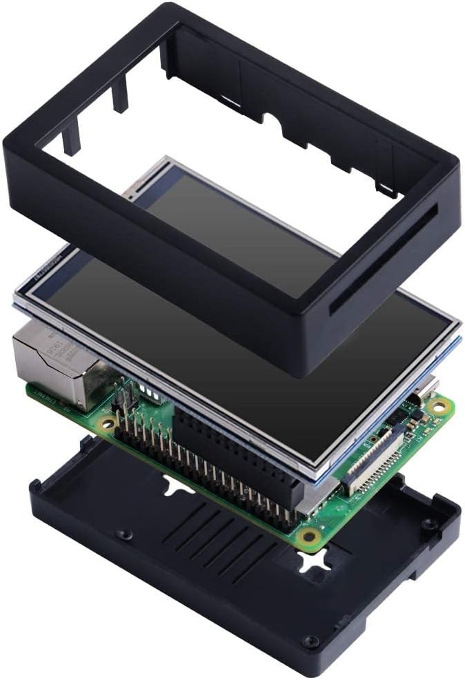 Raspberry Pi 4 Compatible 3.5 Inch Touch Screen with Case and Heatsinks Included