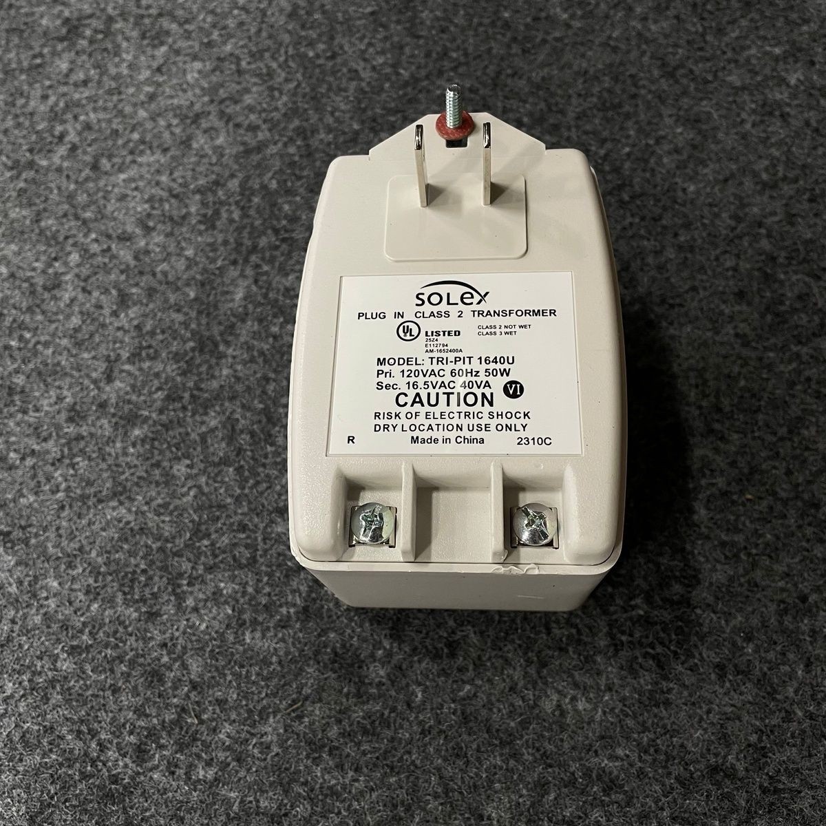 SOLEX Class 2 Plug in Transformer TRI-PIT 1640U, 16.5VAC, 40VA “SHIPS FREE”
