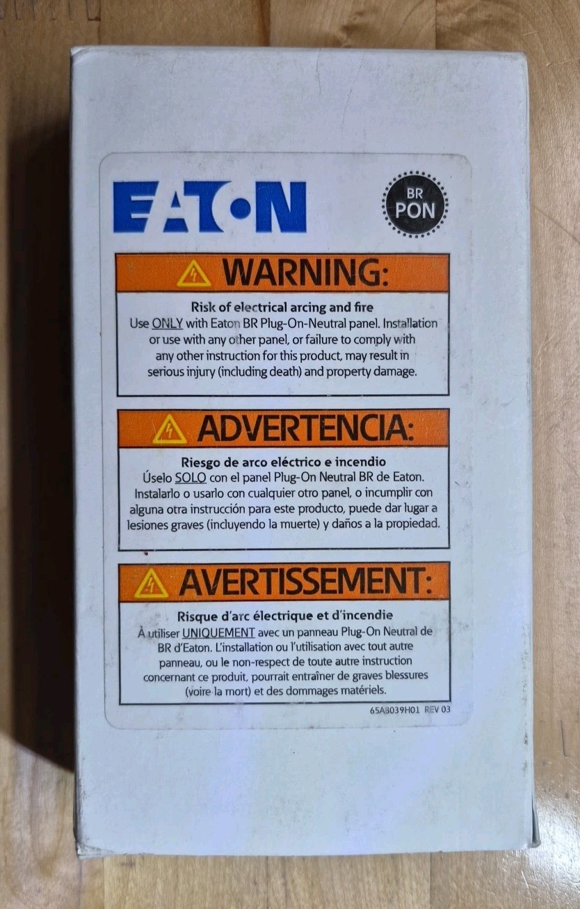 New In Box Eaton BRP120DF – 20 Amp Dual Purpose AFCI GFCI Circuit Breaker 120V