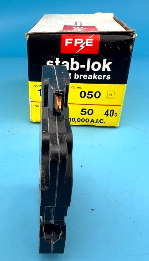 Federal Pacific 50 Amp 1 Pole Type NC Circuit Breaker FPE Stab-Lok Thin 20A *NEW