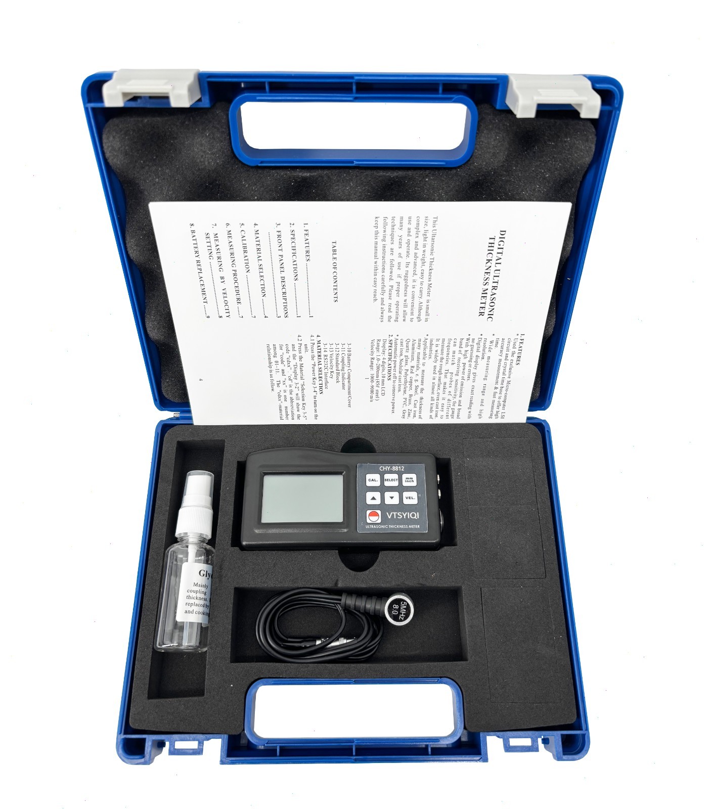 Portable Ultrasonic Thickness Tester with Range 0.05~8inch Resolution 0.1mm New