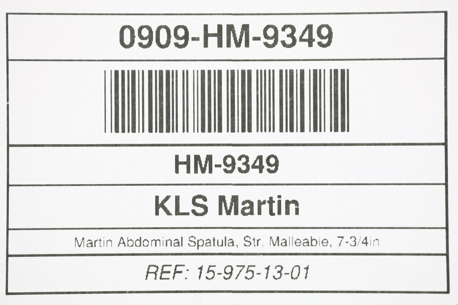 KLS Martin 15-975-13-01 Martin Abdominal Spatula, Str, Malleable, 7-3/4in