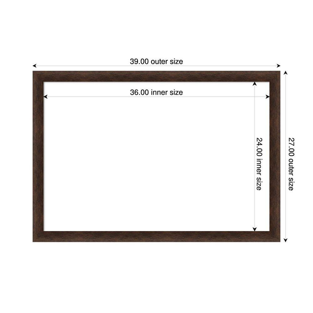 Warm Walnut Narrow 39 In. X 27 In. Wood Framed Dry Erase Magnetic Memo Board