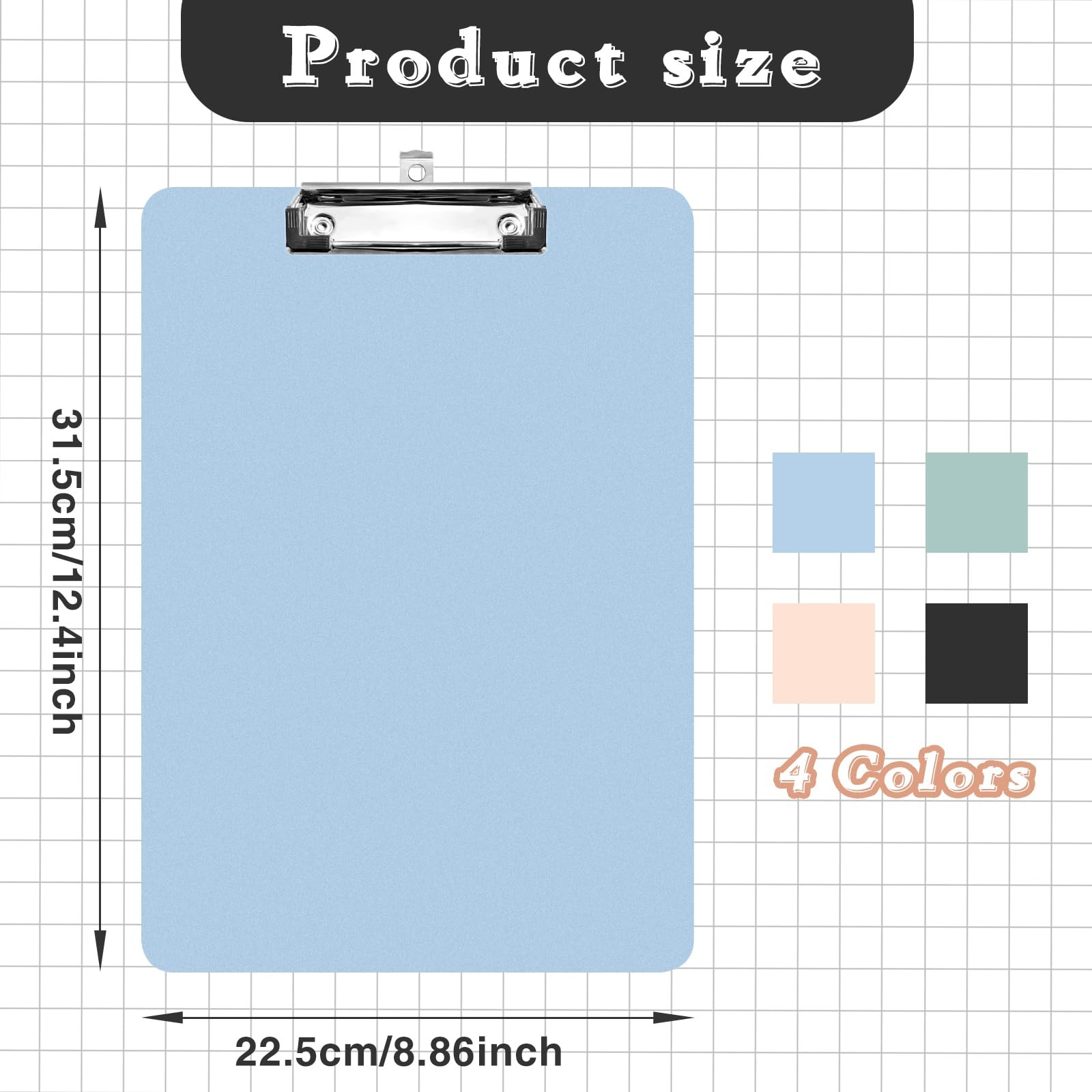 Clipboards 4 Pack Plastic Letter Size, Mixed Colors – Black
