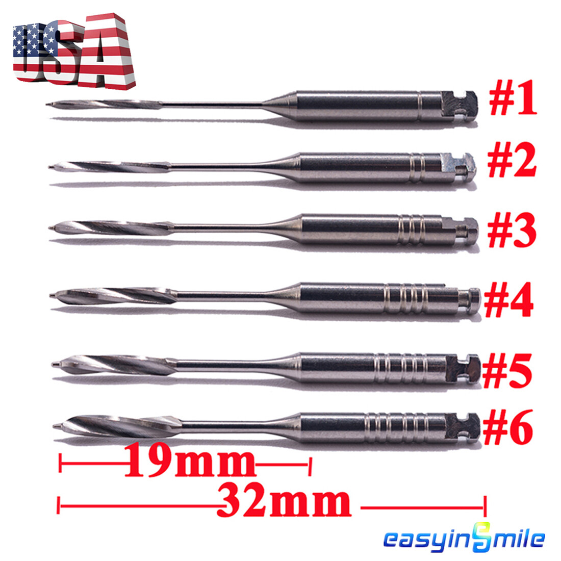 10PKs Dental Endo Peeso Reamers/Glidden Gates Spiral Burs Root Canal 1#-6# files