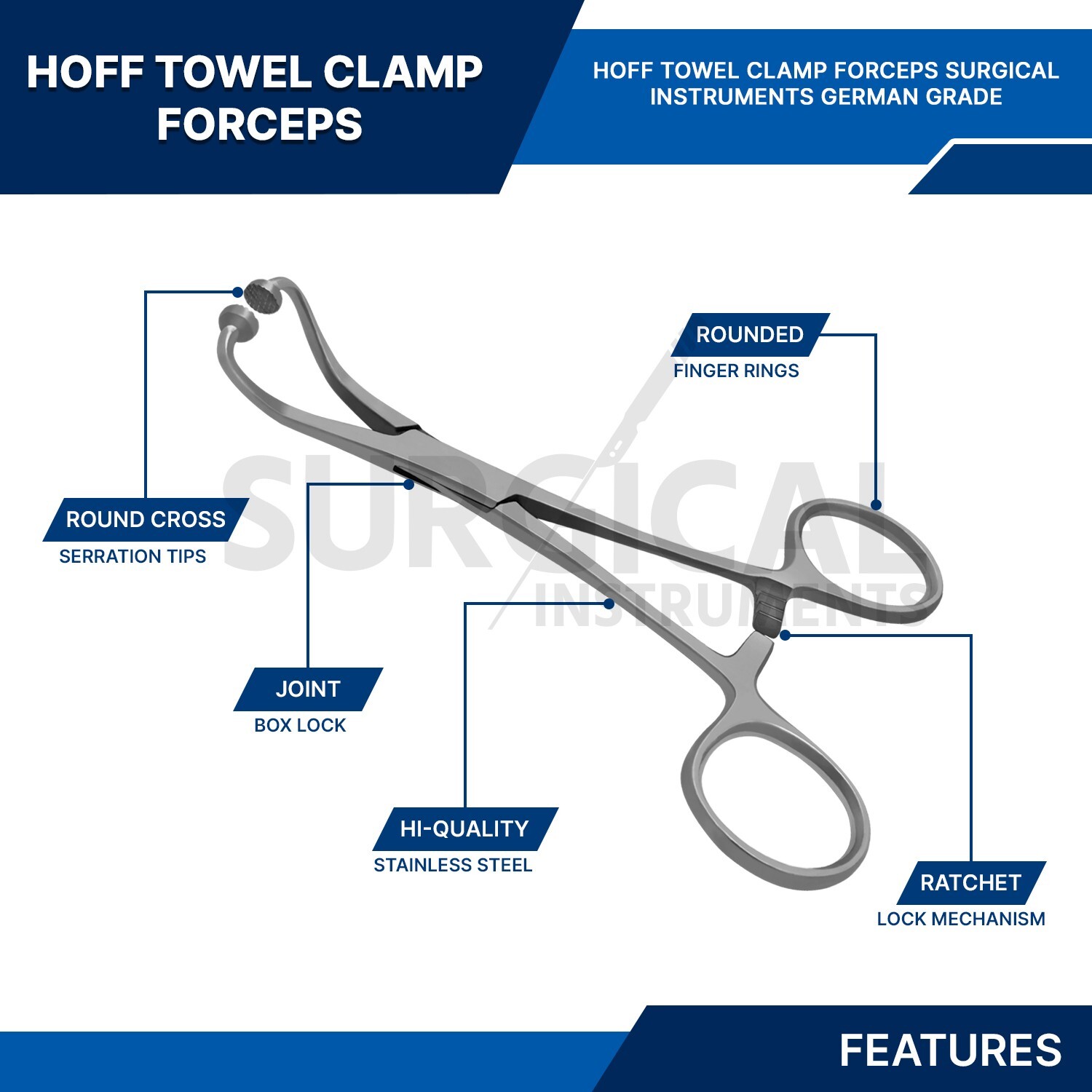 Hoff Towel Clamp Forceps 3.5″ Surgical Instruments German Grade