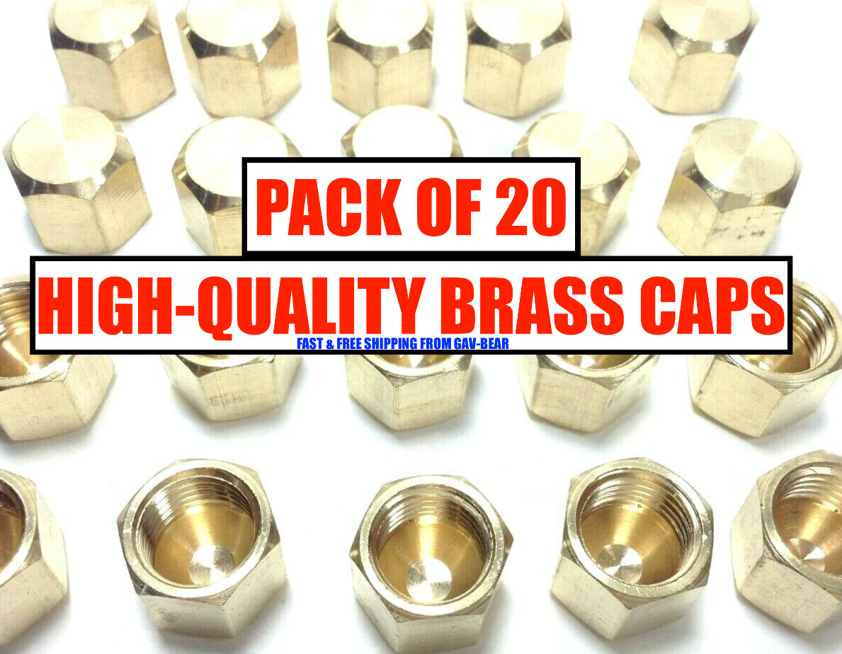 Brass Caps Refrigerant Access Port Covers Hex Cap Freon HVAC Refrigeration 1/4″