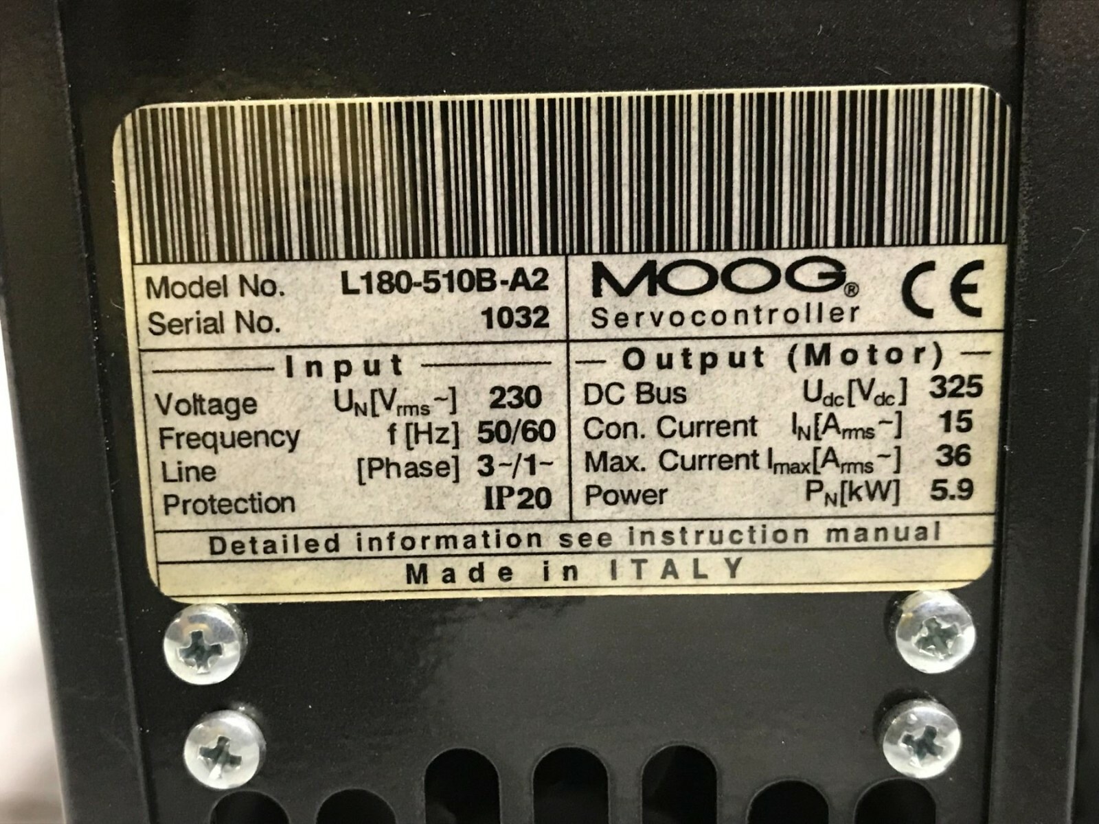 MINT CONDITION MOOG L180-510B-A2 SERVO DRIVE *SAMEDAY SHIP AVAILABLE**