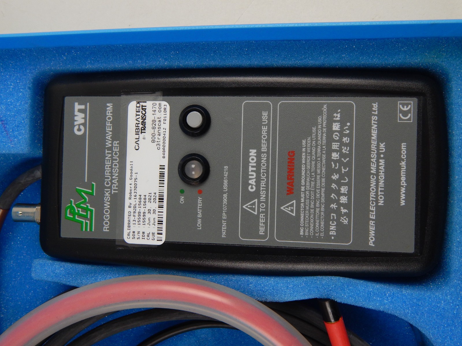PEM CWT 60B Rogowski Current Waveform Transducer 0.5mV/A 10kV Peak 12.0kA H