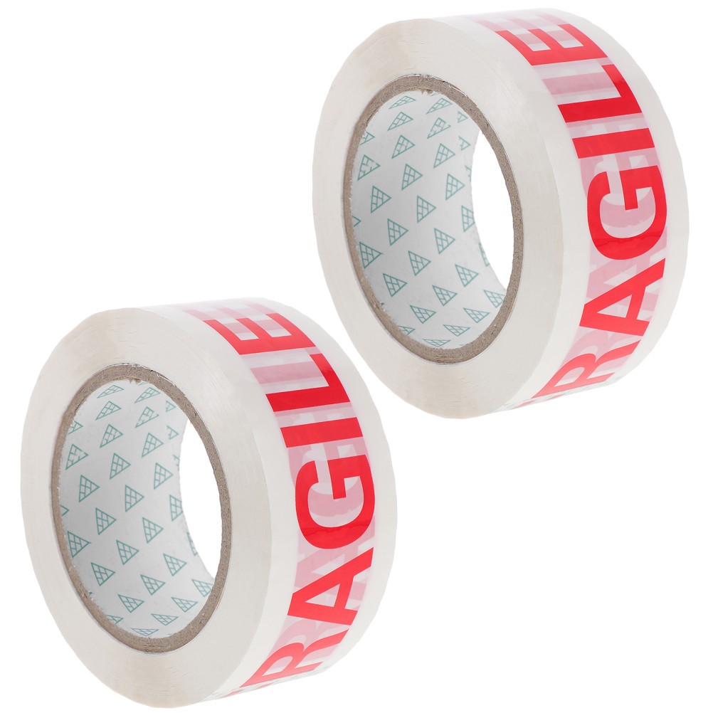 2 Rolls Fragile Logistic Packing Tape Caution Letter Delivery Sealing