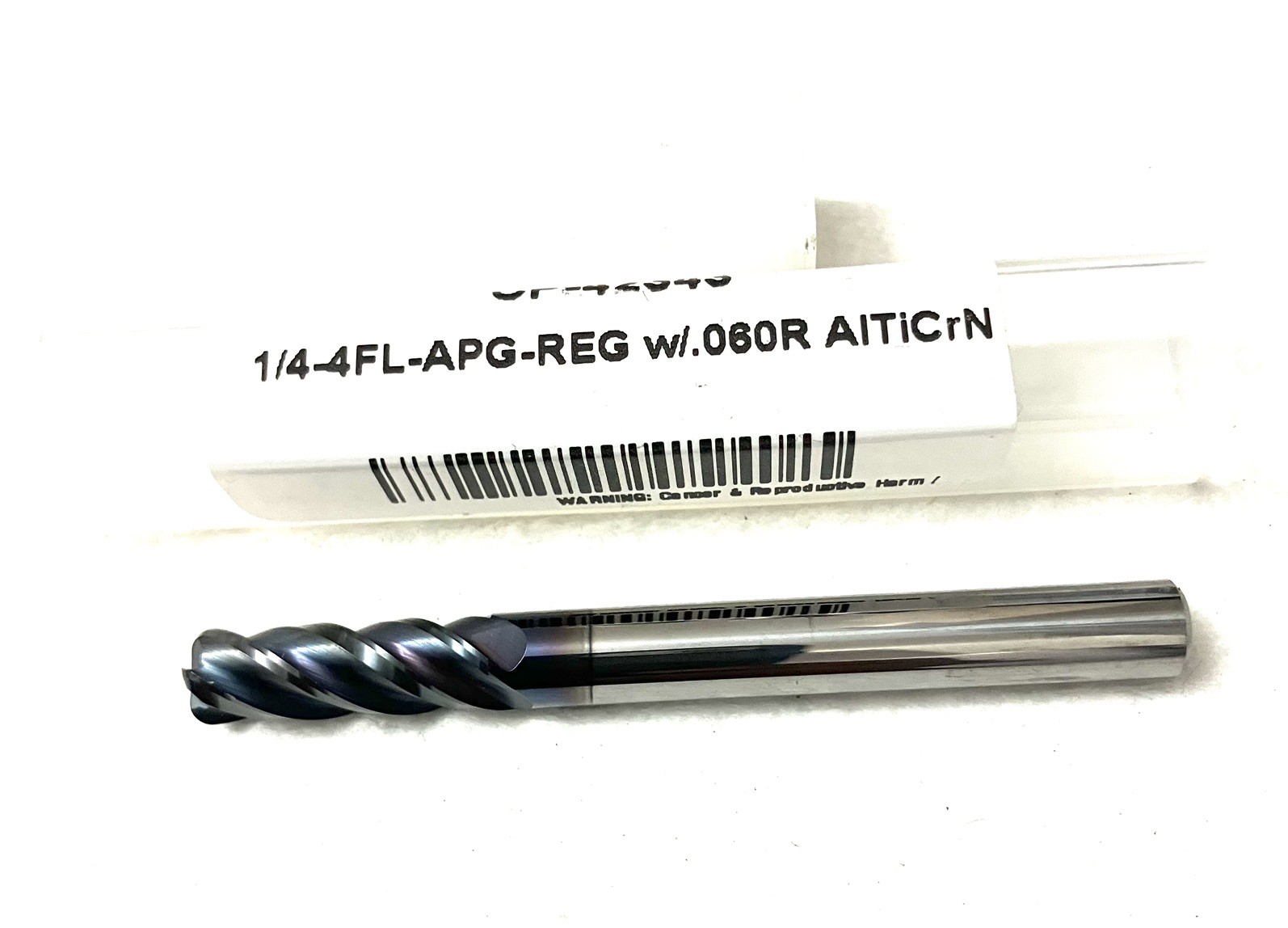 Carbide Plus CP-42343 1/4″ 4FL Corner Radius End Mill .06R Solid Carbide AlTiCrN