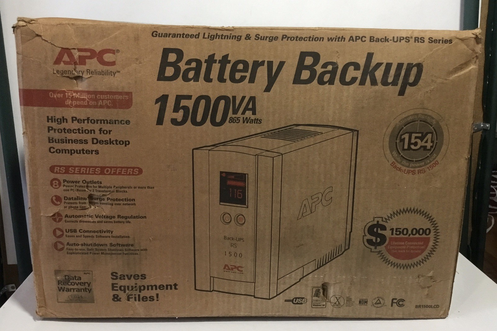 APC Back-UPS RS Series Battery Backup, 1500 VA, 865W, Tower Battery-Never Used