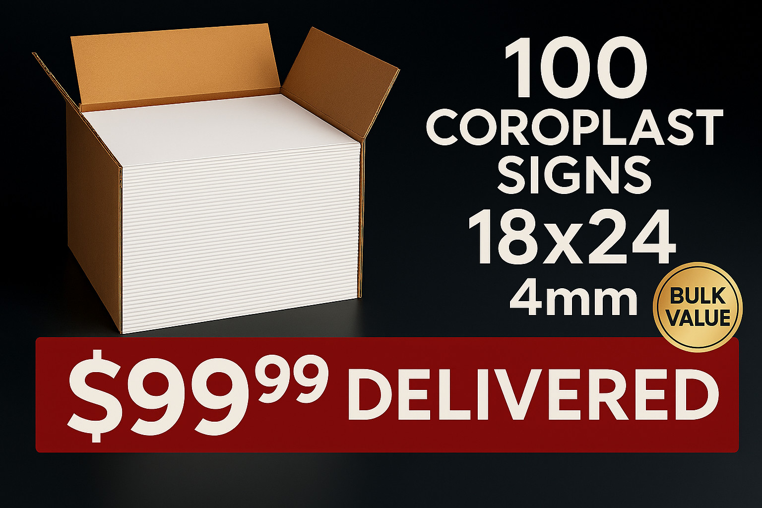 🔥 100 Blank 18×24 Coroplast Signs – 4mm Thick – FAST FREE DELIVERY! 🔥