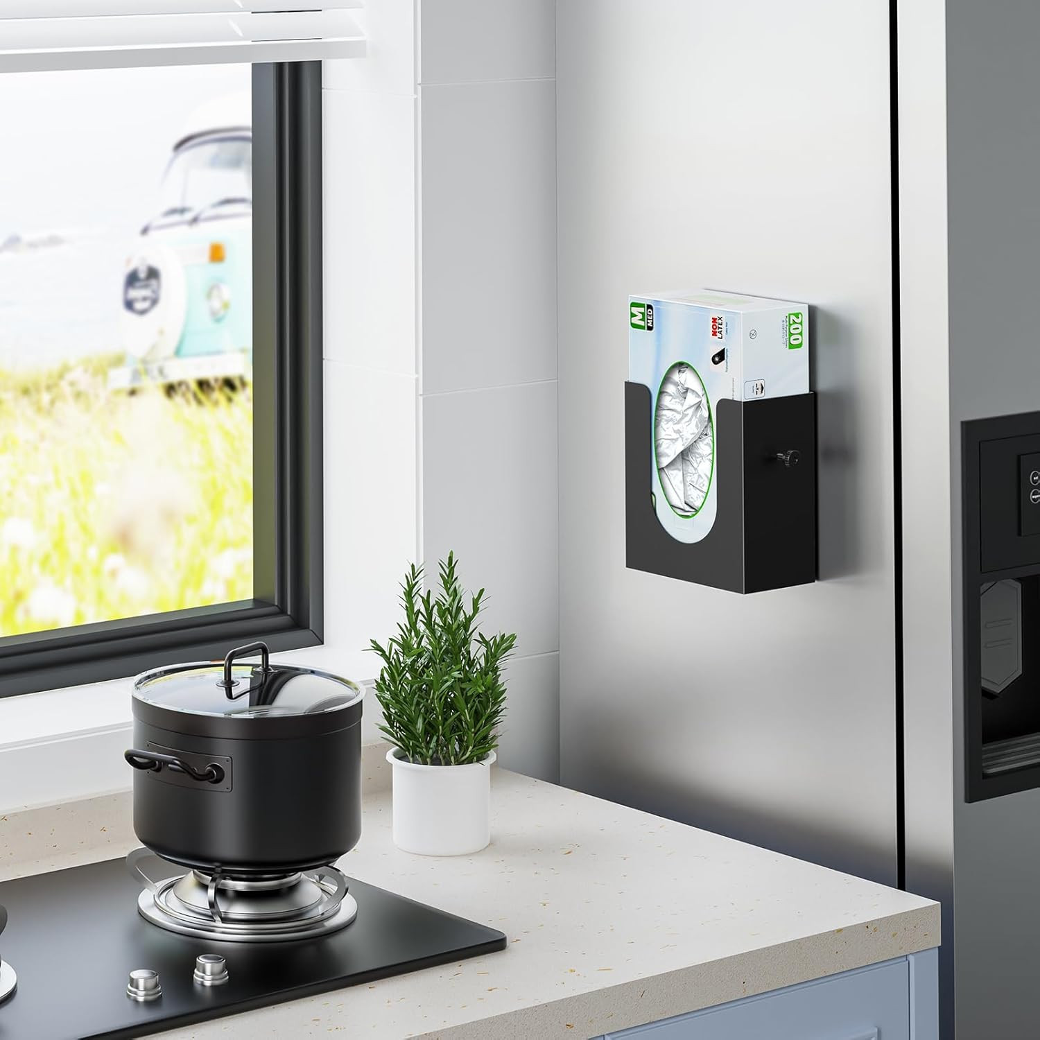 Magnetic Glove Box Holder, Wall Mount Metal Rubber Latex Disposable