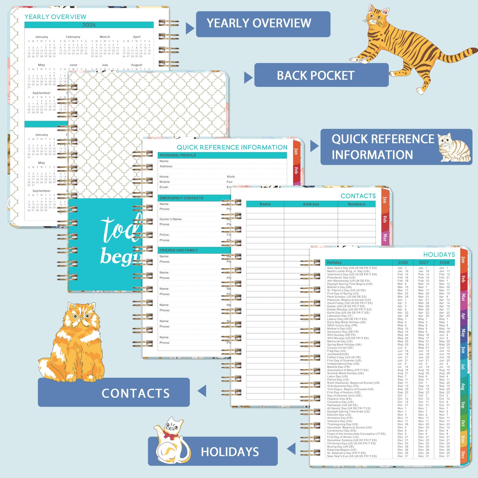 2026 Planner – 2026 Cats Planner Weekly and Monthly, January 2026 – December …