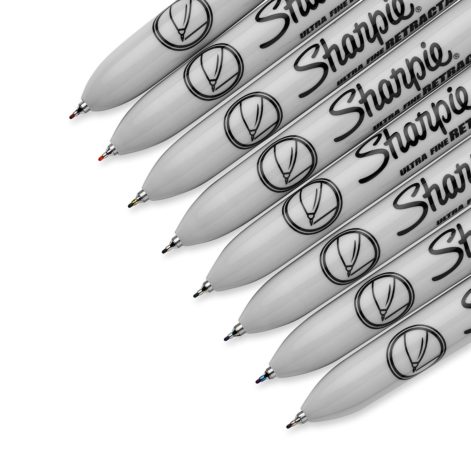 Retractable Permanent Markers, Ultra Fine Point, Assorted Colors, 8 Count
