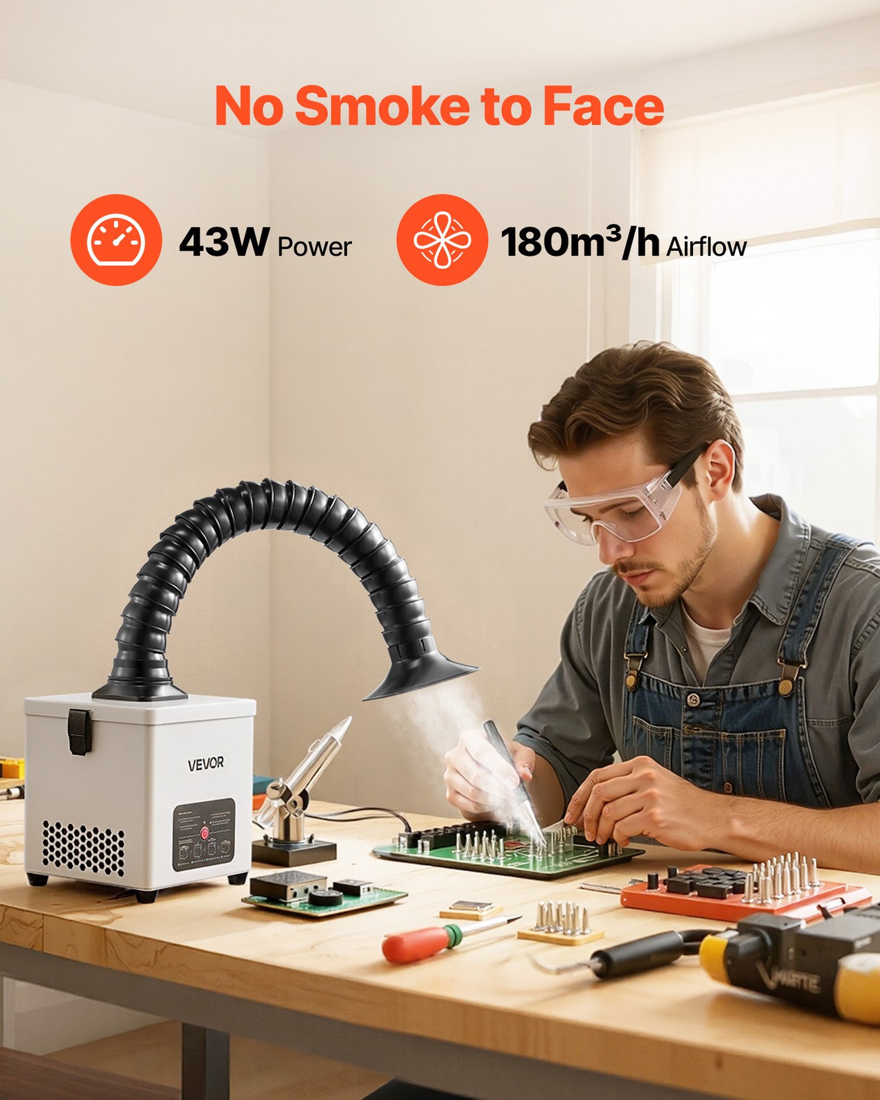 VEVOR Solder Fume Extractor 3-Stage Filtration 180m³/h Soldering Smoke Absorber