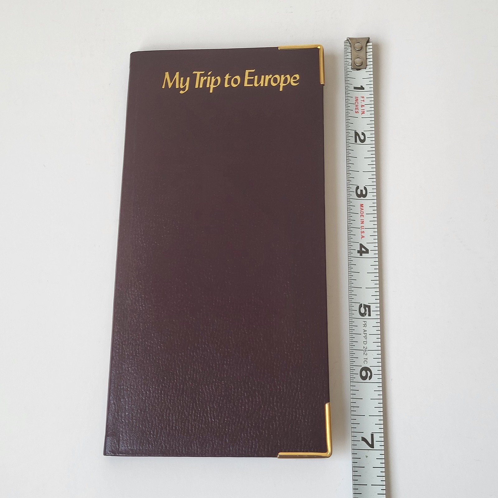 Vintage Letts of London Travel Diary Europe Book Maroon Bonded Leather Gold Trim