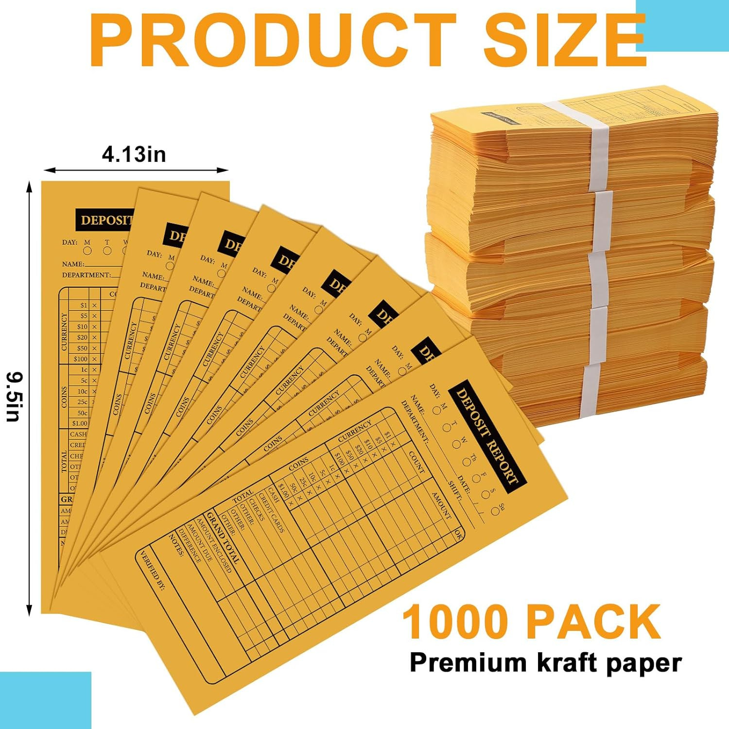 Bulk 1000 Cash Drop Envelopes for Budgeting & Small Business – Yellow Kraft