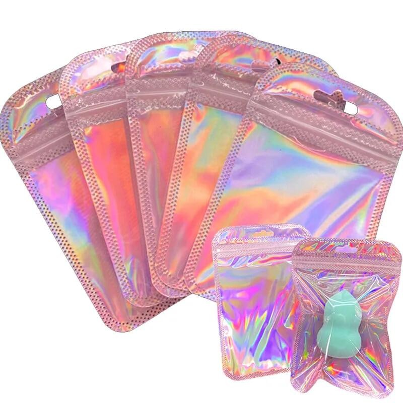 50pcs Laser Printed Bags Transparent Self-Sealing Bag Jewelry Beads Storage bags