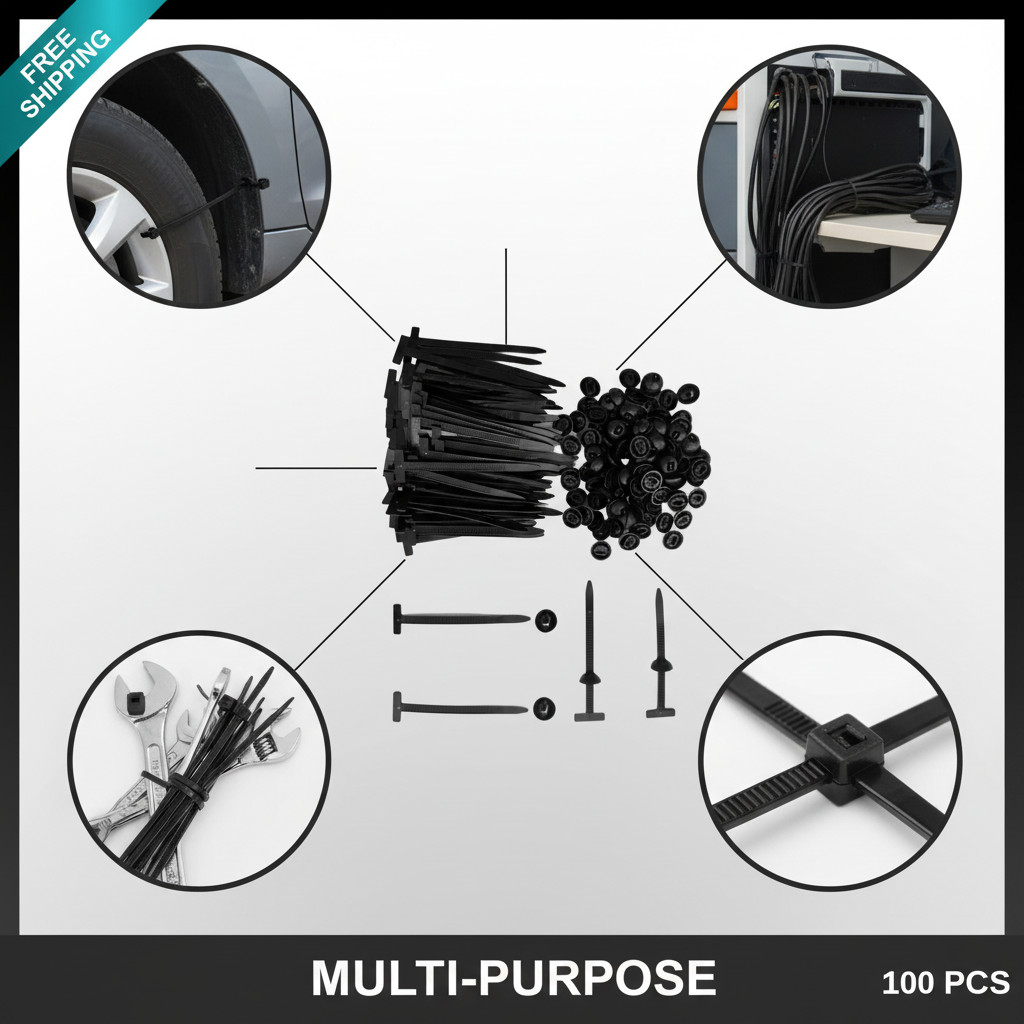 50 PCS Nylon Universal Cable Tie Buckle，Heavy Duty Self-Locking Zip Ties Holder