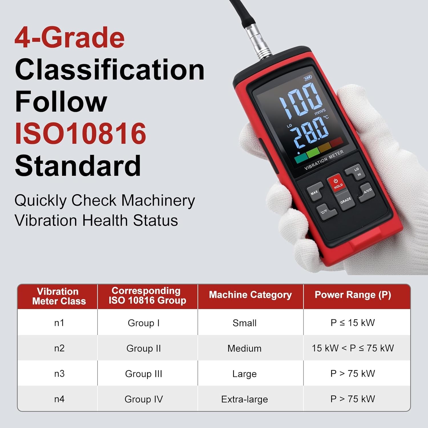 Digital Vibration Meter 3 Probe Vibration Analyzer Dual bands High-Precision US