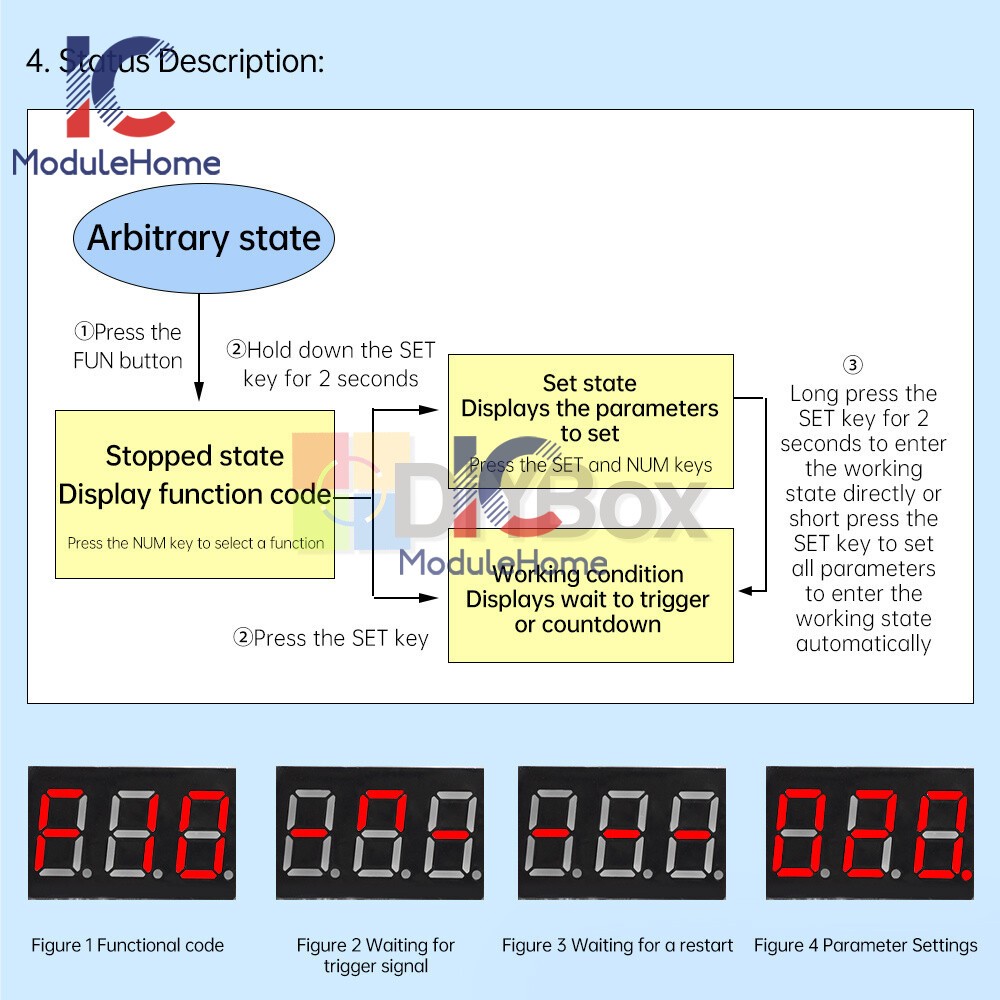 10A Time Relay Module Multi-function Digital Display Delay Start Relay Module