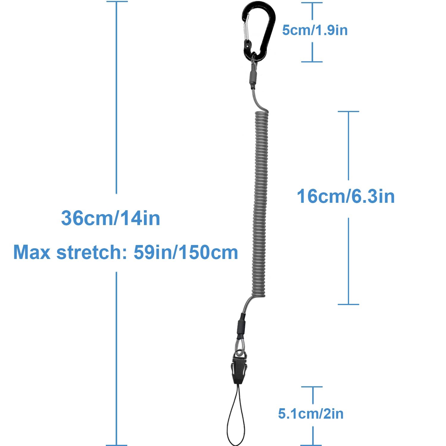 Lix&Rix Spiral Clip on Safety Recoil Lanyards for Black Blue Green Red,4pcs