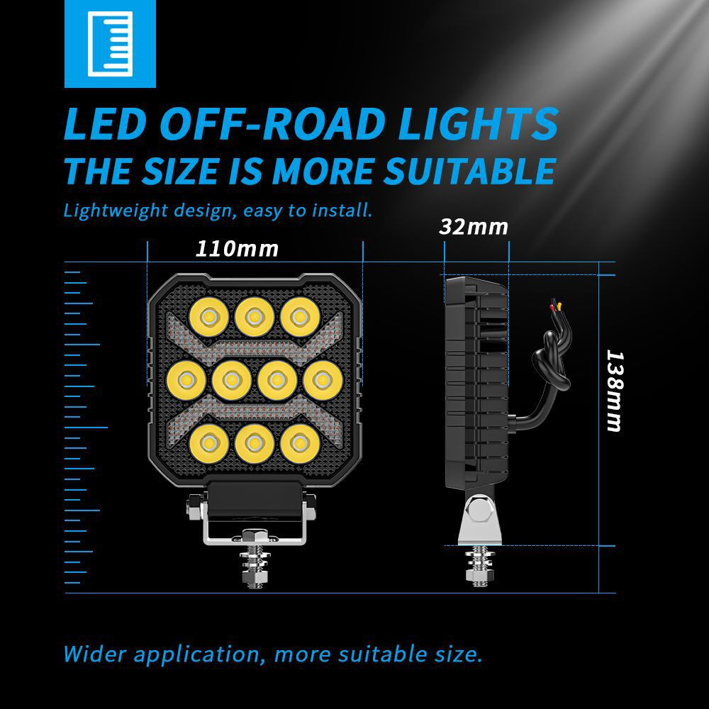 2X Square 4.3» in LED Work Light Headights Fit John Deere Kubota Kubota Tractor