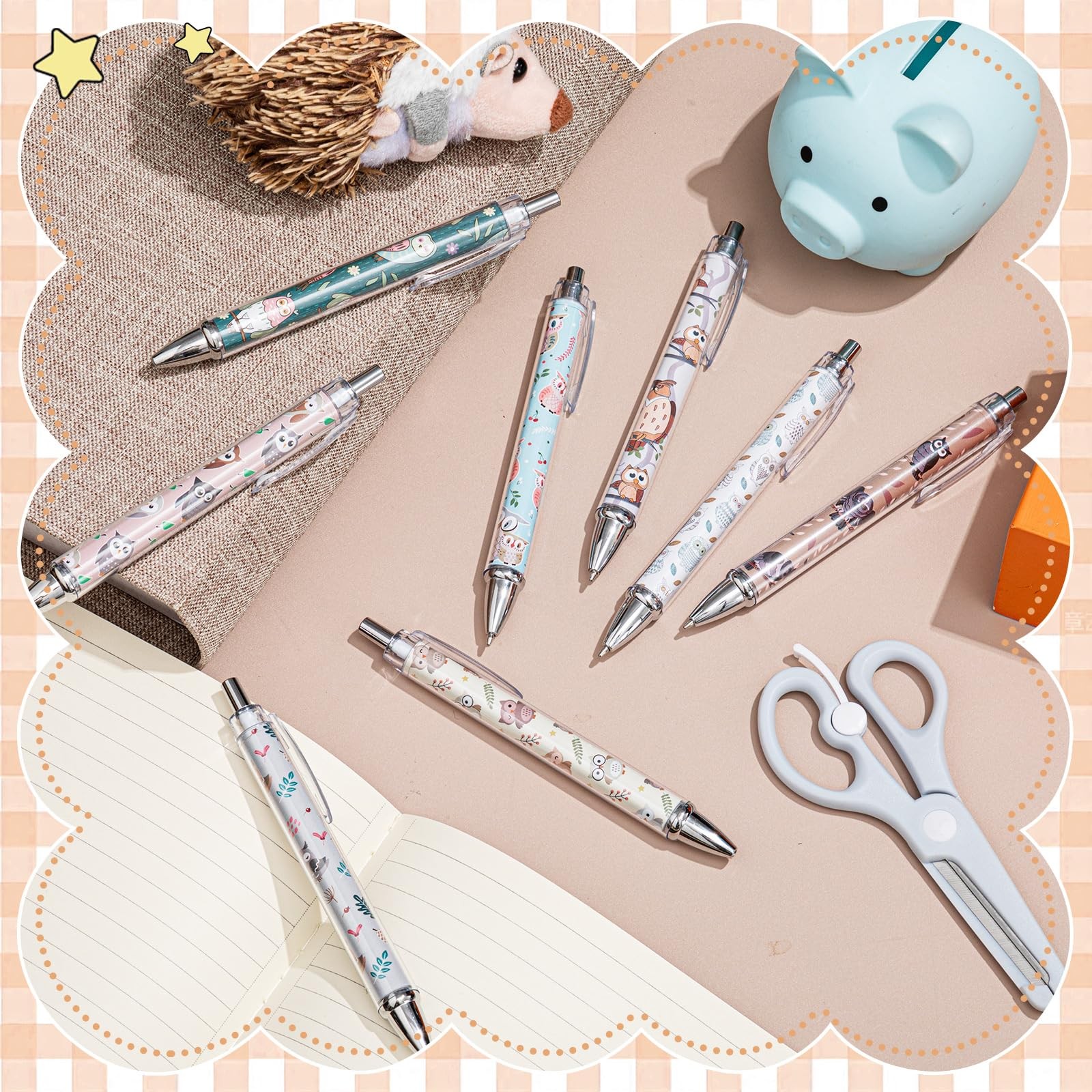 Ireer 8 Pcs Ballpoint Pens for Women 1.00 mm Cute 1 Count (Pack of 8), Black