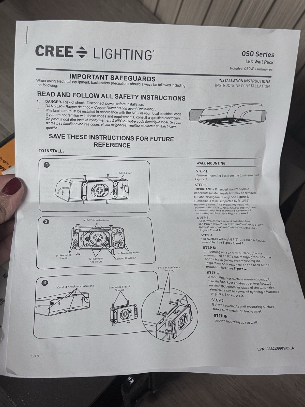 CREE LED OSQW-C-4L-40K7-2M-UL-WM-BZ Wall Pack 4000K Bronze UL Heavy Duty Outdoor