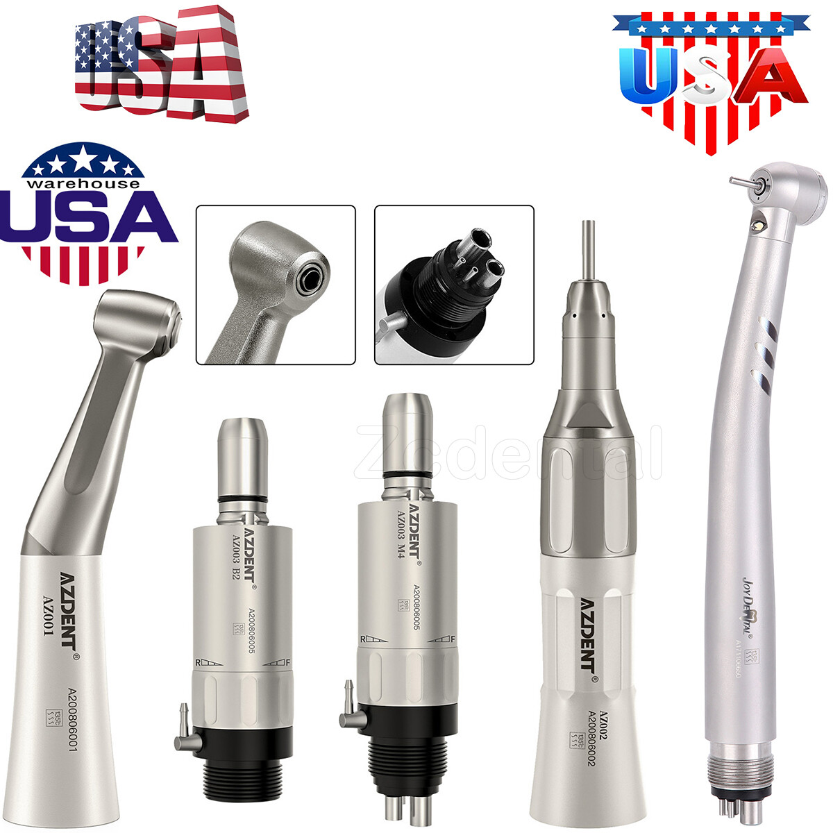 Kit de pieza de mano turbina fibra óptico dental LED de alta y baja velocidad
