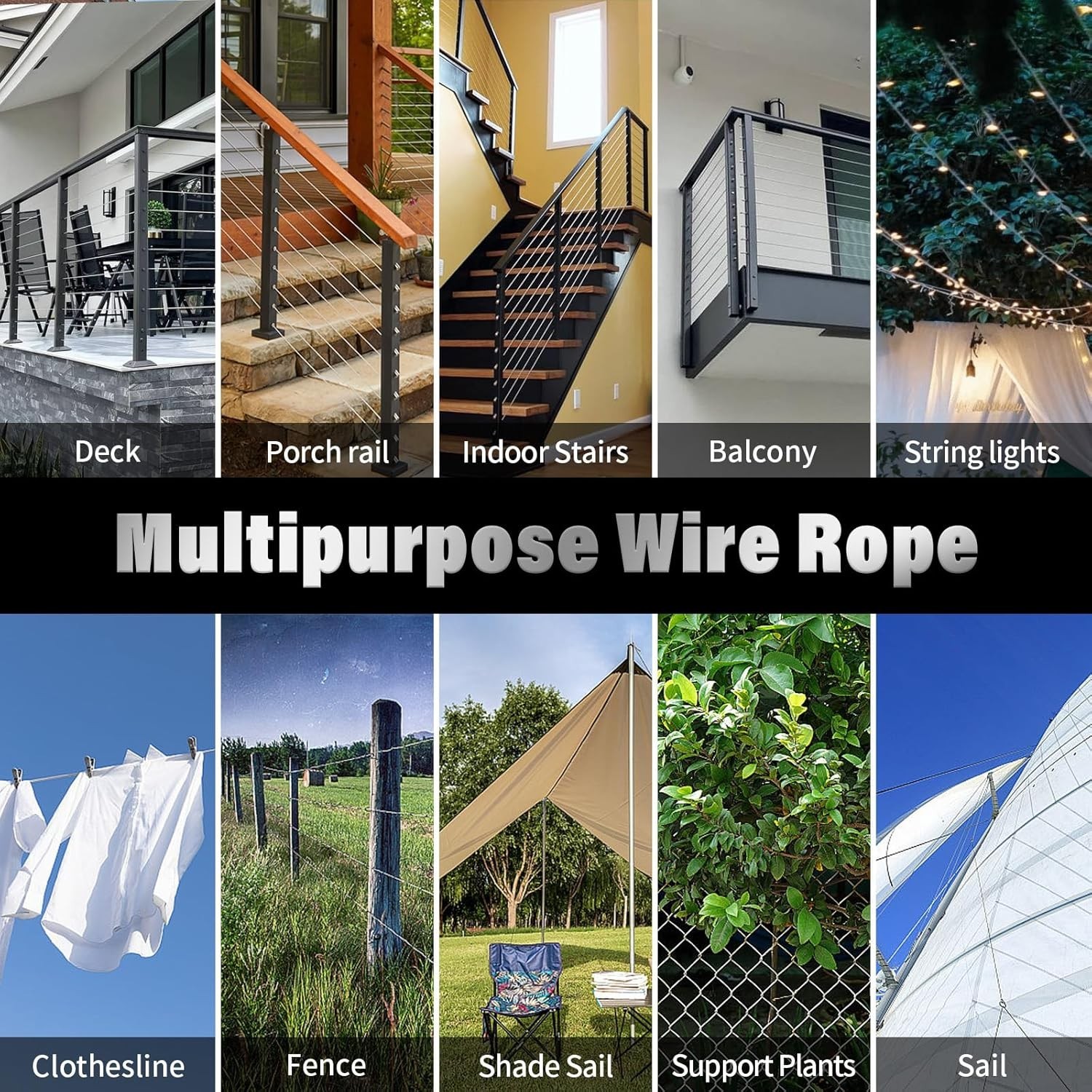 Stainless Steel Cable for Railing – 500FT 1/8″ T316 Wire Rope Cable for Deck …