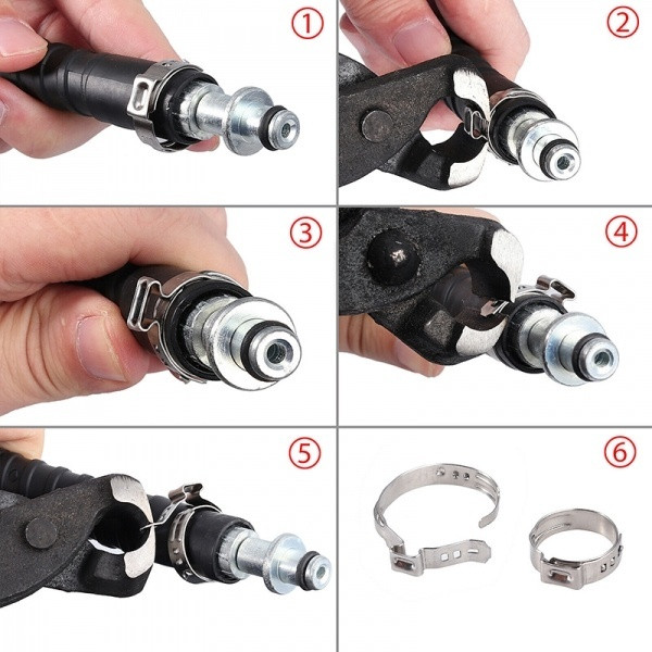 100PCS Assortment Hose Clamps Kit Stainless Steel Ear Cinch Ring Crimp Pinch Set