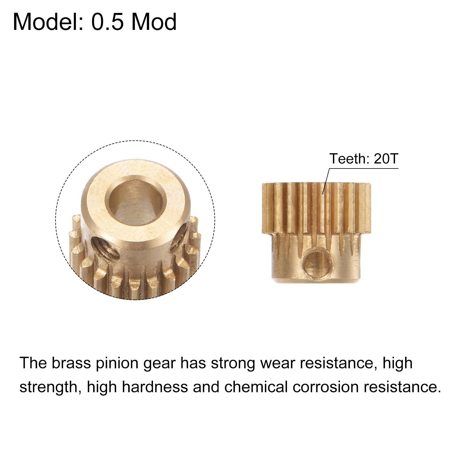 0.5 Mod 20T 4mm Bore 11mm Outer Dia Brass Motor Rack Pinion Gear with Screws