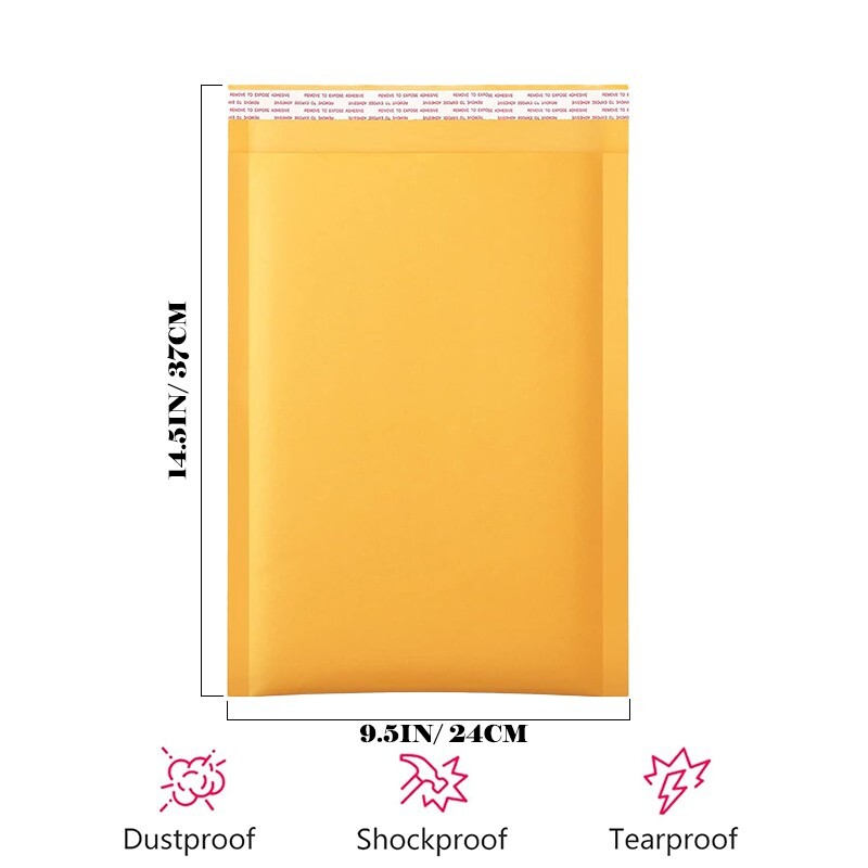 9.5×14.5 yellow cowhide bubble mail padded envelope bag shock-absorbing bag